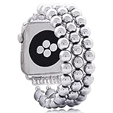 KAI Top Compatible with Apple Watch Band 38mm 40mm 41mm 42mm(S10) for Women, 6mm Hematite Beads Elastic Stretchy Replacement Bracelet Band Compatible with iWatch Ultra SE Series 10 9 8 7 6 5 4 3 2 1