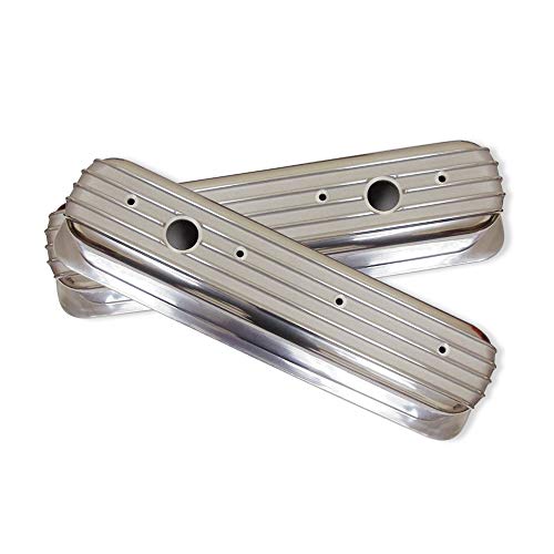 Demotor Performance Finned Tall Polished Aluminum Valve Covers Center Bolt For 1987-97 Sbc Chevy 283 327 350 #TOP2
