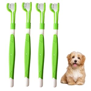 Miunpri Hund Zahnbürste, 4 Stück Dreikopf Design