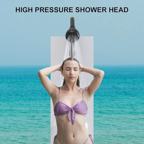 Outdoor Shower System, Matte Black Single Handle Outdoor Shower Faucet with High Pressure Shower Head and Valve for yard(Garden Hose Adapters Included) - Image 4