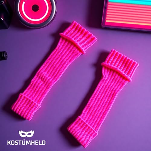 TK Gruppe Timo Klingler Strümpfe Neon - Stulpen neon pink - Accessoire Kostüm zu Retro neon 80er 90er Outfit Fasching & Karneval