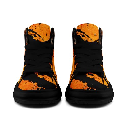High-Top Canvas Platform Sneakers for Casual Walking, Women's Halloween Design Chunky Shoes Elevated Trainers2