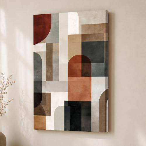 Image of Boho Abstract Stretched Canvas Painting For Living Room | Multicolor Abstract Stretched Canvas Wall Art For Livingroom Home Decor, Bedroom, Hallway's, Office, Hotel - 56x86 cm