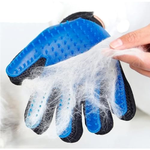Luva Escova Nano Magnética Pet Tira Remove Pelos Massagem e Limpeza Cão Gato Cachorro Pente Pinos Az