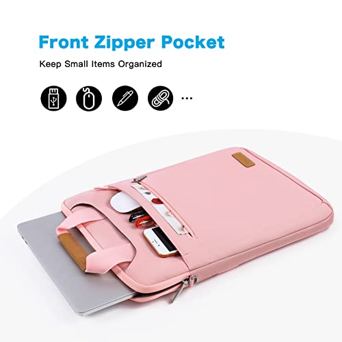 MOSISO Vertical Laptop Shoulder Bag Compatible with MacBook Air 15 inch M2 A2941 2023/Pro 16 2023-2019 M2 A2780 M1 A2485 A2141/Pro 15 A1398,15-15.6 inch Notebook with Zipper Pockets & Belt, Pink2