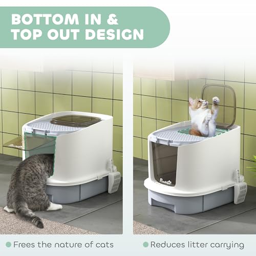 PawHut Arenero para Gatos Cubierto con Tapa y Scoop Gris miniatura 5