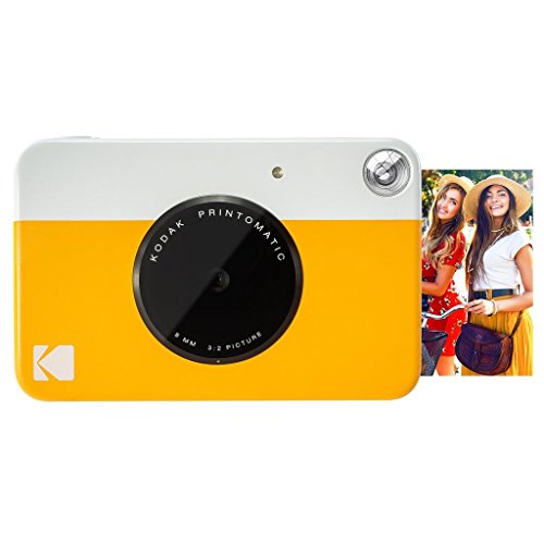 Image of Kodak Printomatic Full-Color Instant Print Camera Starter Bundle + Carrying Case + Zink 20pk Photo Paper - Colorful Photos On 2x3 Sticky-Back Paper - Fun Gift for Birthday Christmas Holiday - Yellow