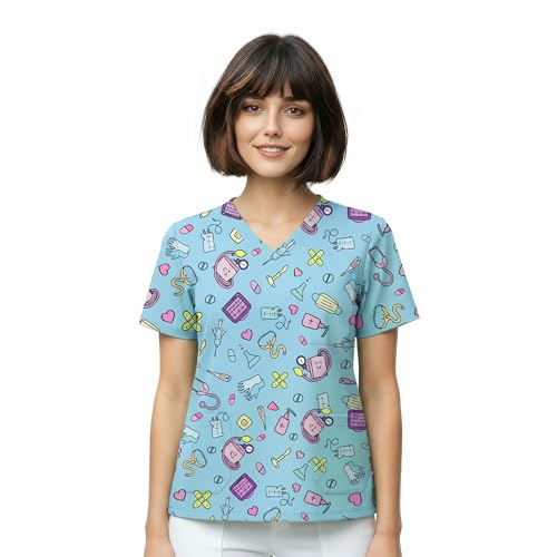 Nurse is Love Casaca Sanitaria Mujer - Casaca Mujer para Trabajo | Camiseta - Uniforme Enfermera | Pijama Enfermera. Diseños con Bolsillos Ideal para Salva Bolsillos | Regalos