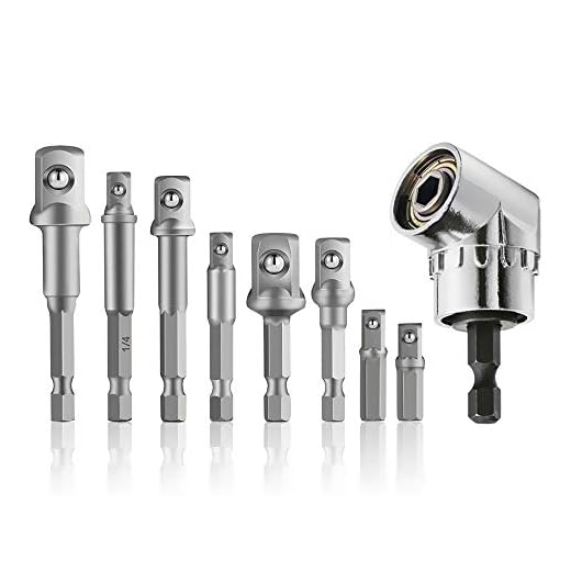 8 teilig Stecknussadapter Akkuschrauber Stecknuss Adapter Socket Steckschlüssel Nuss Set für Bithalter(1/4,3/8,1/2 Zoll)+rechtwinklig Treiber Winkel Verlängerung Power Schraubendreher Bohrmaschine