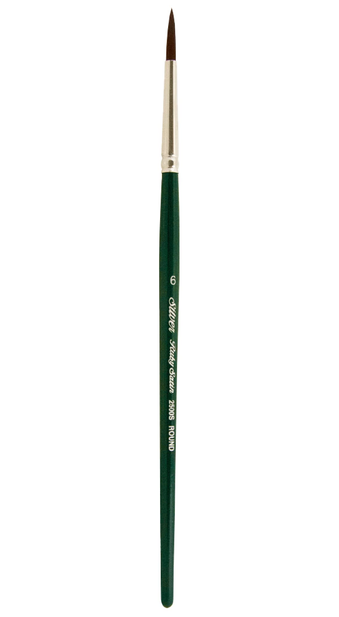 Silver Brush Series 2500S Ruby Satin Round Brush with Short Handle, Stiff Synthetic Filaments, Hunter Green, Size 6