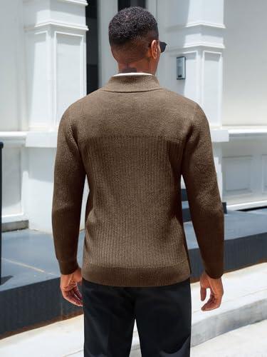 Runcati Mens Quarter Zip Sweater Mock Neck Pullover Ribbed Knit Casual Lightweight Polo Sweaters3
