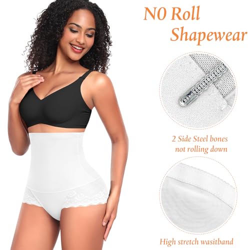 Image of Werena Tummy Control Shapewear Panties for Women High Waisted Shaping Underwear Lace Body Shaper Girdle