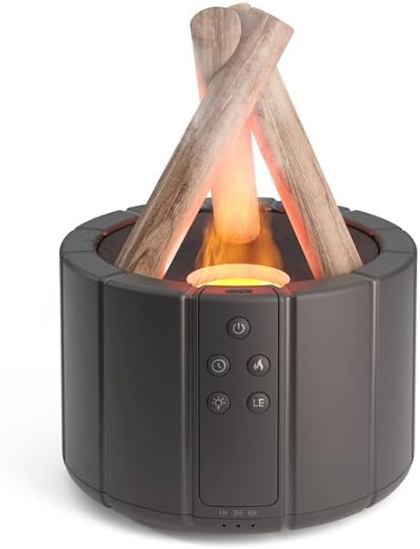 Bonfire Aroma Diffuser Essential Oil Diffuser,Wireless Remote Control USB Mist Fragrance Air Humidifier with Flame Lights Waterless Auto Off Air Diffuser for Home Office Room (Black)