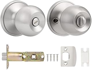 Probrico Round Single Cylinder Deadbolt Security Door Lock with Key Safe Lock Door Knobs Entrance Locker Satin Nickel