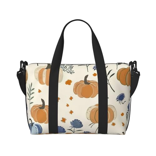 Travel Duffle Bag Pumpkin Flower Weekender Overnight Bags Luggage Bag for Women Men Waterproof Sports Gym Bag Hand Bag with Shoulder Strap2