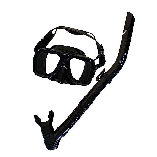 EVO Drift Máscara de Lentes Duales y Set de Snorkel Semi-Seco para Adultos, Set de Snorkeling de Silicona Ajustable y Antifugas miniatura 1