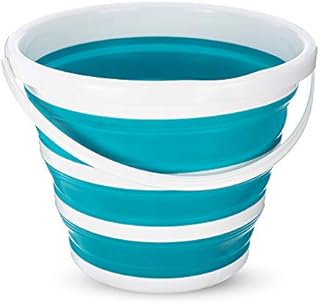 LIVIVO Collapsible Bucket  Large 10L Capacity Sturdy Folding Silicon Water Bucket with Comfortable Grip Handle  Neat and Tidy Space Saving Solution for your Garage Shed Home Bedroom (Turquoise)