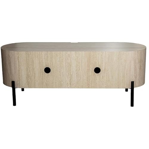 DRW TV-Tisch mit 2 Holztüren mit Metallbeinen in Natur und Schwarz, 45 x 120 x 40 cm