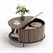 JOINICE,Round Coffee Table with Storage,Fluted Center Table with Sliding Cabinet Door for Living Room,Home Small Space,31.5