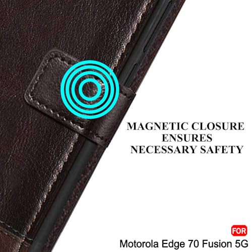 Image of TheGiftKart Flip Back Cover Case for Motorola Moto Edge 70 Fusion 5G | Dual-Color Leather Finish | Inbuilt Stand & Pockets | Wallet Style Flip Back Cover Case (Faux Leather, Coffee & Brown)