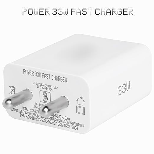 Image of 33W Type-C Power Fast Charger Adapter Compatible with Nothing Phone 1 | Nothing Phone 2a Plus | Phone 2a| 33-watt Rapid Charger Fast Charging Adaptor Only with SIX Months Replacement Warranty