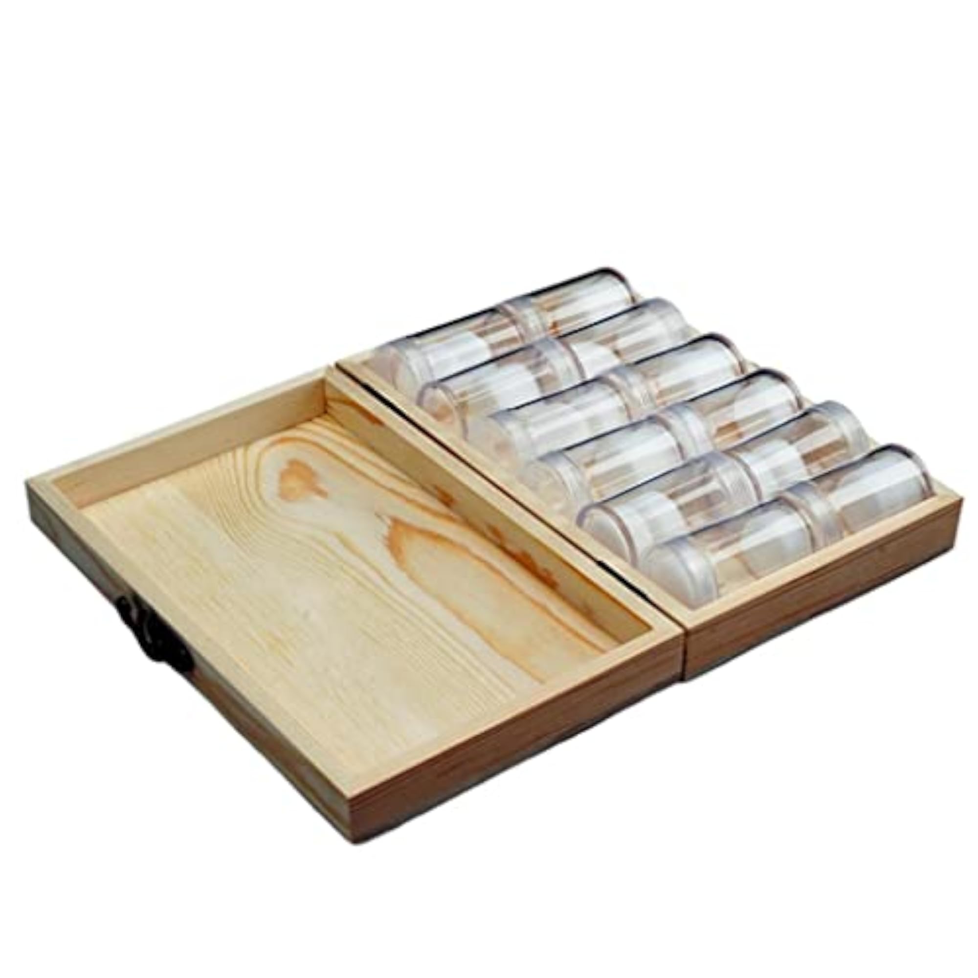 Round Coin Wooden Storage Box Container Display Case, 12x