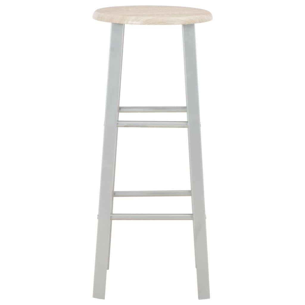vidaXL Set da Bar 3 pz Tavolo e Sedie con Poggiapiedi Bancone 2 Sgabelli Alti Angolo Cucina Arredi per Esterni in Legno e Acciaio Rovere e Grigio