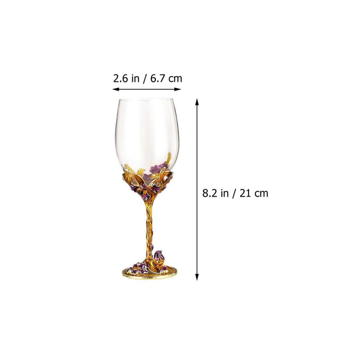 DOITOOL Copas de Vino Esmaltadas Doradas 2 Piezas Cristal Diseño de Flor Iris Copas para Whisky y Bodas Vaso Decorativo para Bar y Hogar Cristalería para Eventos y Regalos