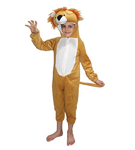 Image of Kaku Fancy Dresses Lion Wild Animal Costume For Kids - Brown, 3-4 Years | Animal Fancy Dress For Boys & Girls