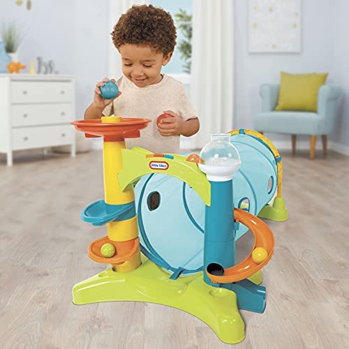 Little Tikes Túnel de Actividad 2-en-1 - Con tobogán para pelotas, Ventanas, Sonidos y Música - Promueve el desarrollo y el juego activo - Fácil de guardar - Con 5 bolas de plástico - Edad: 1 a 3 años