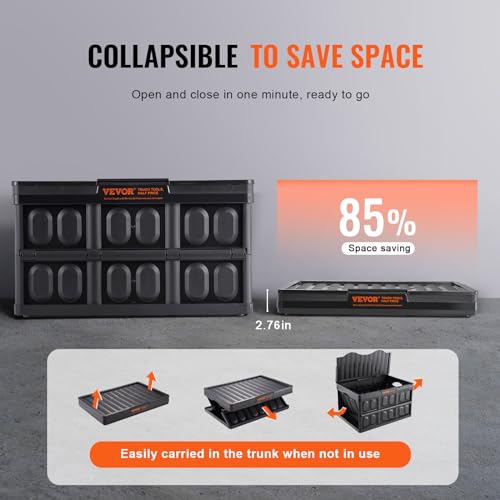 VEVOR 3er-Set 65L Profi Klappbox aus PP Transportbox mit Deckel Faltbarer Aufbewahrungsbox mit Handgriff Stapelbare Kisten Storage Box Faltboxen Stapelboxen für Aufbewahrung & Transport