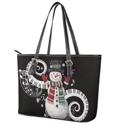 Image of Coldinair Christmas Leather Tote Bag for Women with Zipper Large Shoulder Tote Bag Shopping Casual Travel Bag Handbag Purse