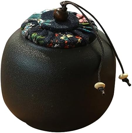 Ipetboom Wear Resistant Ceramic Dog Ashes Urn Retro Black Pottery Pet Urn Portable Memorial Container for Dog Ashes Storage image 5