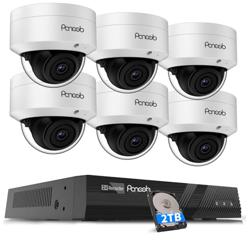 Image of PoE Security Camera System, 6X Wired 5MP IK10 Vandal-Proof PoE Dome Cameras Outdoor with Person Detection, 100ft IR Night Vision, Remote Access, 4K 8 Channel NVR 2TB HDD, PD54A0608-5M2
