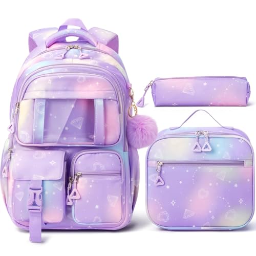 Image of Fimibuke Kids Backpack for School Girls, Waterproof Backpack w /Lunch Box