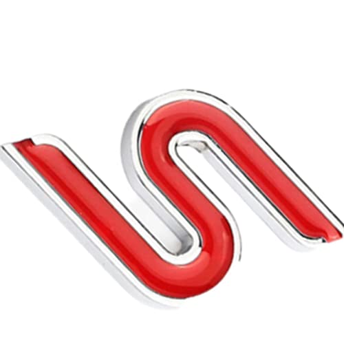 Image of New 3D Zinc Alloy S Emblem Badges car Rear Fender Trunk Sedan Letter Suitable Sticker for Sedan(Red Silver Outline)