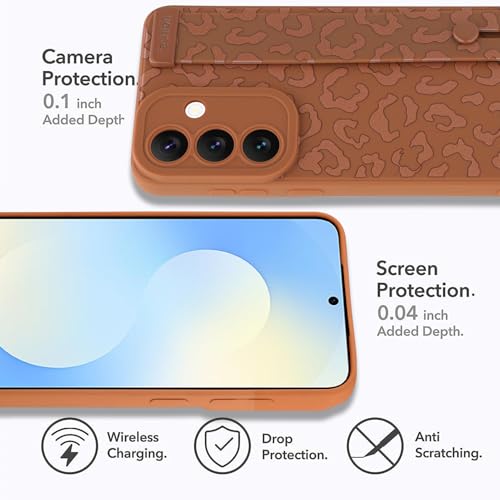 Image of Compatible with Samsung Galaxy S25 FE Case with Strap Wrist Brown