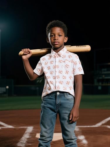 COSLAND Boys' Sports Print Hawaiian Shirt Kids' Novelty Button Down Shirt, X-Small-Large3