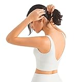 JNVNI Women's Sleeveless Padded Sports Bra Tank Top Scoop Neckline Workout Yoga Casual Crop Tops Ivory