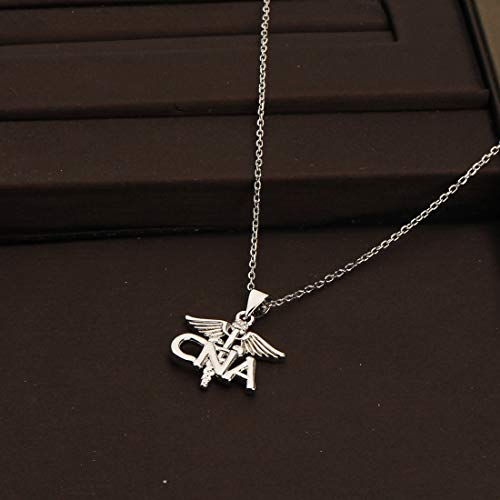 CENWA Certified Nursing Assistant Necklace CNA Charm CNA Caduceus Angel Necklace Gifts for Nursing Student3