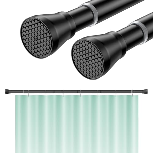 Image of Shower Curtain Rod 45 to 77 Inches 2Pack Black Tension Curtain Rod No Drilling Shower Rod Tension Rod Adjustable Curtain Rod Tension Rod Shower Rods for Bathroom,Windows,Kitchen