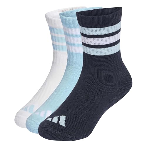 adidas Unisex Kids 3STRIPES CUSHIONED SPORTSWEAR CREW SOCKS 3 PAIR PACK night navy/icey blue/white 3-4 Years