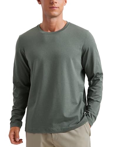 CRZ YOGA Cloud Jersey Mens Long Sleeve Shirts Breathable Casual Workout Crewneck T-Shirts Soft Basic Tops