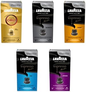 Lavazza Nespresso Compatible, Aluminium CO2 Neutral Variety Pack. 5 packs of 10 Capsules (50 Capsules Total)