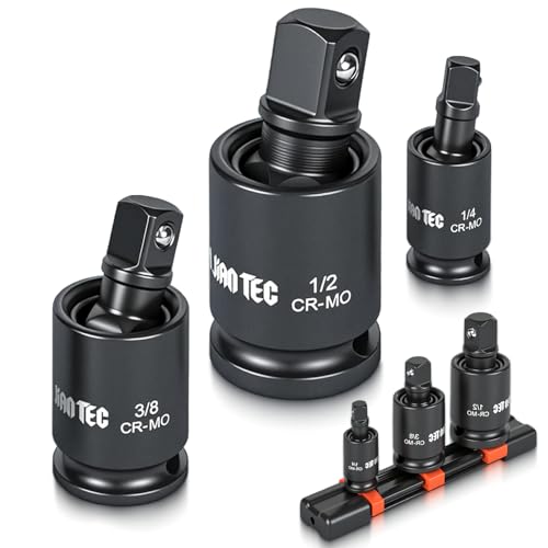 Image of Impact Universal Joint-Socket Swivel Set, 3 Piece | 1 /4 inch, 3 /8 inch, 1 /2 inch Drive Socket Extension Set, Cr-Mo Steel Universal Joint Adapter