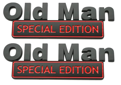 2pack Big Old Man Special Edition Emblems 3D Badge Decal Car Truck Replacement Compatible with Universal Vehicle Truck SUV Decal Sticker Strong Adhesive 5.9 inch Long (Black Red)