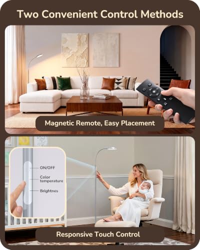 Image of EDISHINE 18W LED Floor Lamp for Living Room, Diamond-Surface, Silver