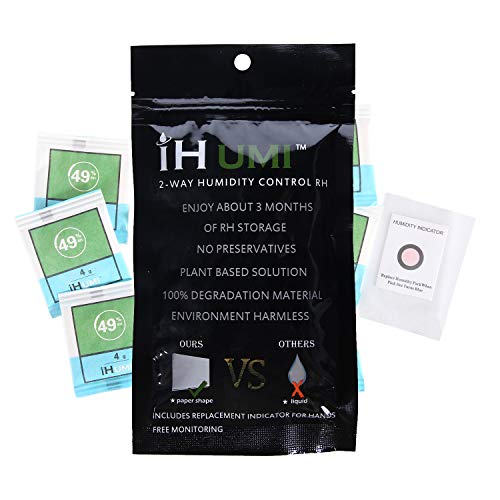 IHUMI 49% Humidity Packs, 2-Way Humidity Control Packs,for Flower,Wood Instruments,64 Gram-4 Pack