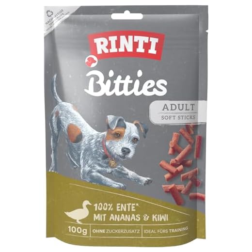 Rinti Hundesnacks Extra Bitties Ente mit Ananas & Kiwi 100 g,12er Pack (12 x 100 g)