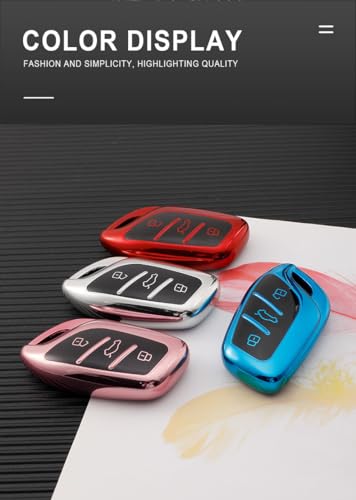 HIBEYO Keyless Car Key Case Fits MG EV MG EHS EZS EV GT HS ZS ZX MG4 MG5 MG6 Protective Key Case for Roewe RX3 RX5 RX8 ERX5 I6 I5 Key Ring Remote Key Box 3-Button Pink - Image 6
